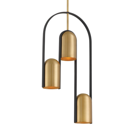 Cane 3-Light Pendant - Legacy Brass and Sand Coal Black - Minka-Lavery