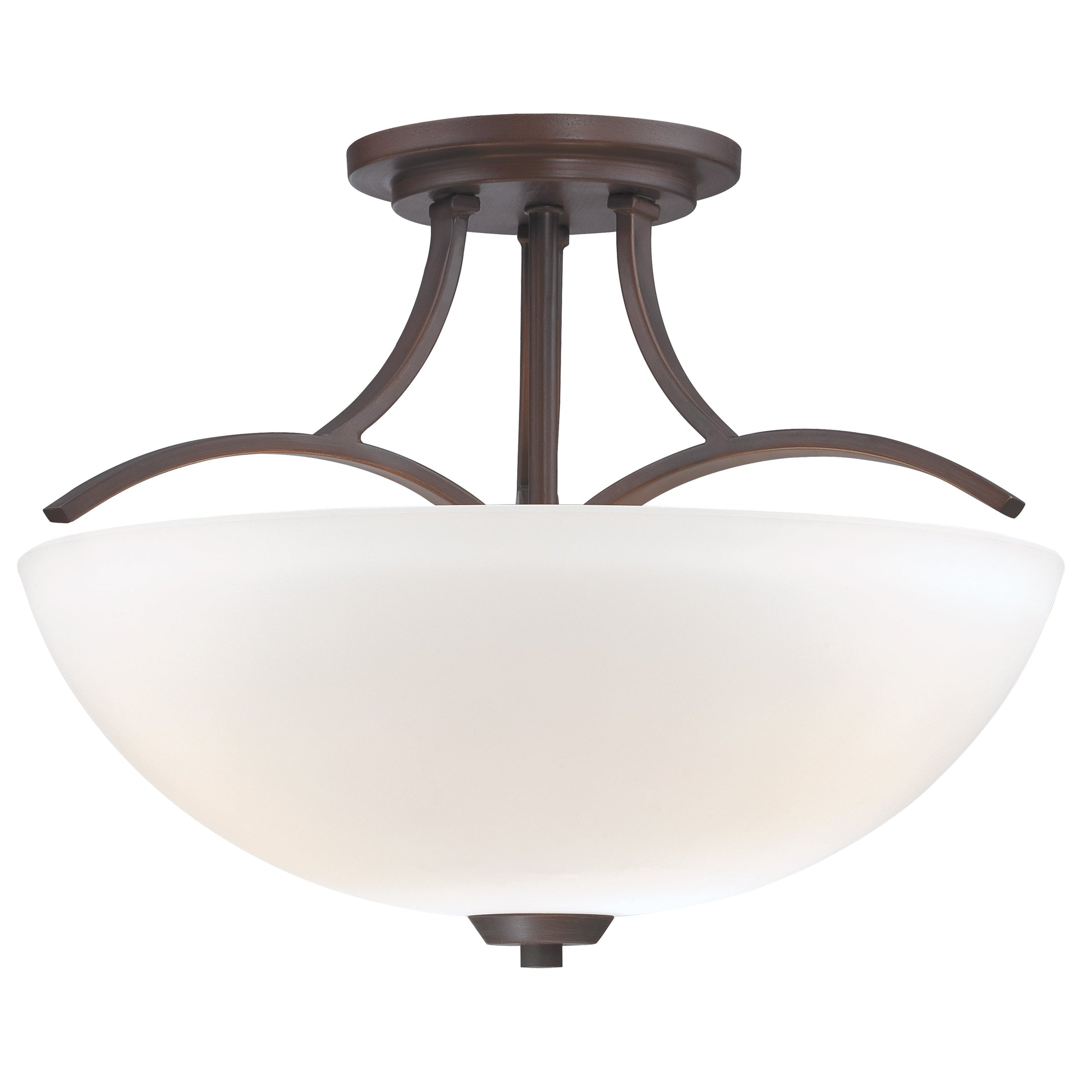 Overland Park 3 Light Semi Flush in Vintage Bronze with Etched White Glass - Minka-Lavery
