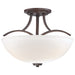 Overland Park 3 Light Semi Flush in Vintage Bronze with Etched White Glass - Minka-Lavery