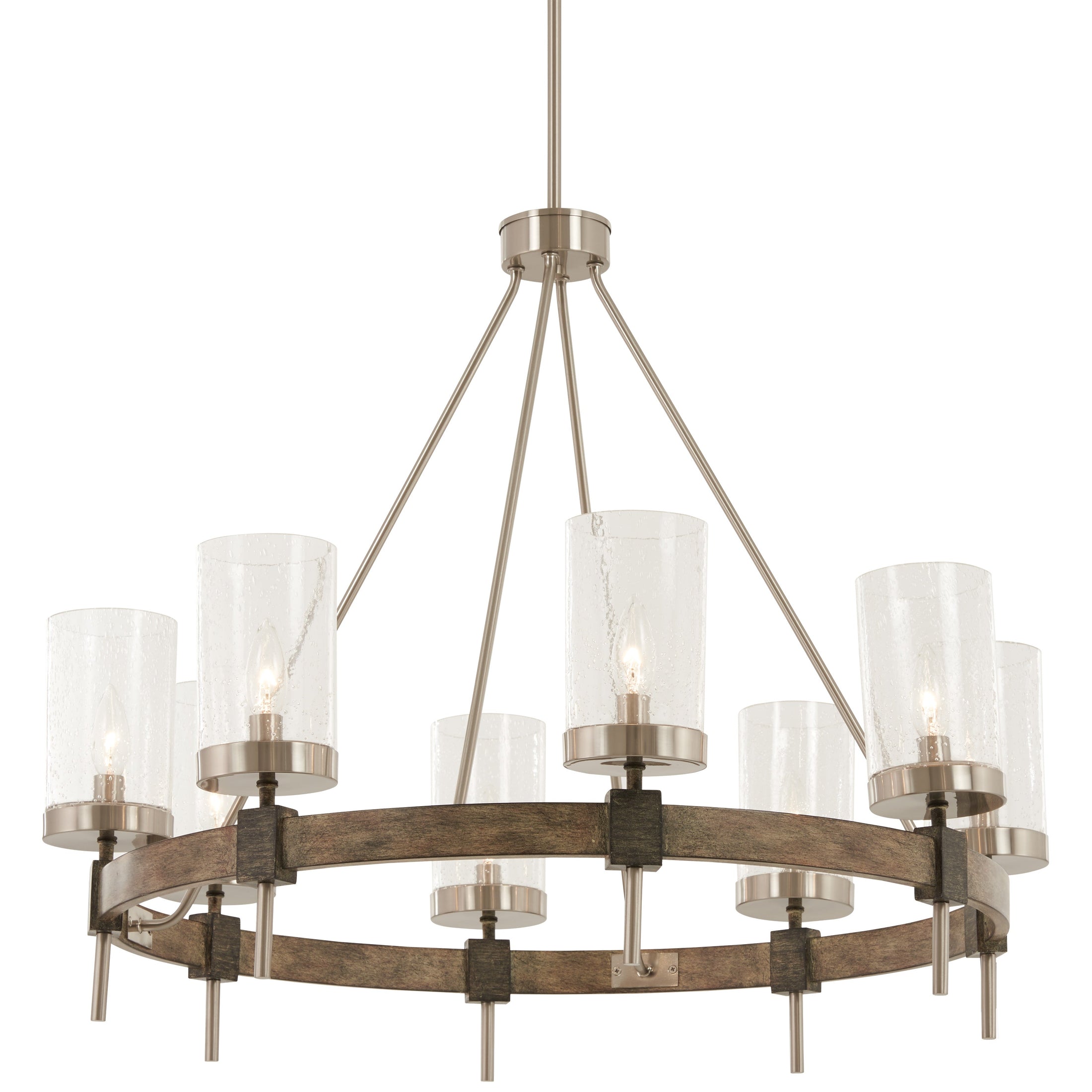 Bridlewood 8 Light Chandelier in Stone Grey with Brushed Nickel Finish with Clear Seeded Glass - Minka-Lavery