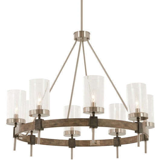 Bridlewood 8 Light Chandelier in Stone Grey with Brushed Nickel Finish with Clear Seeded Glass - Minka-Lavery
