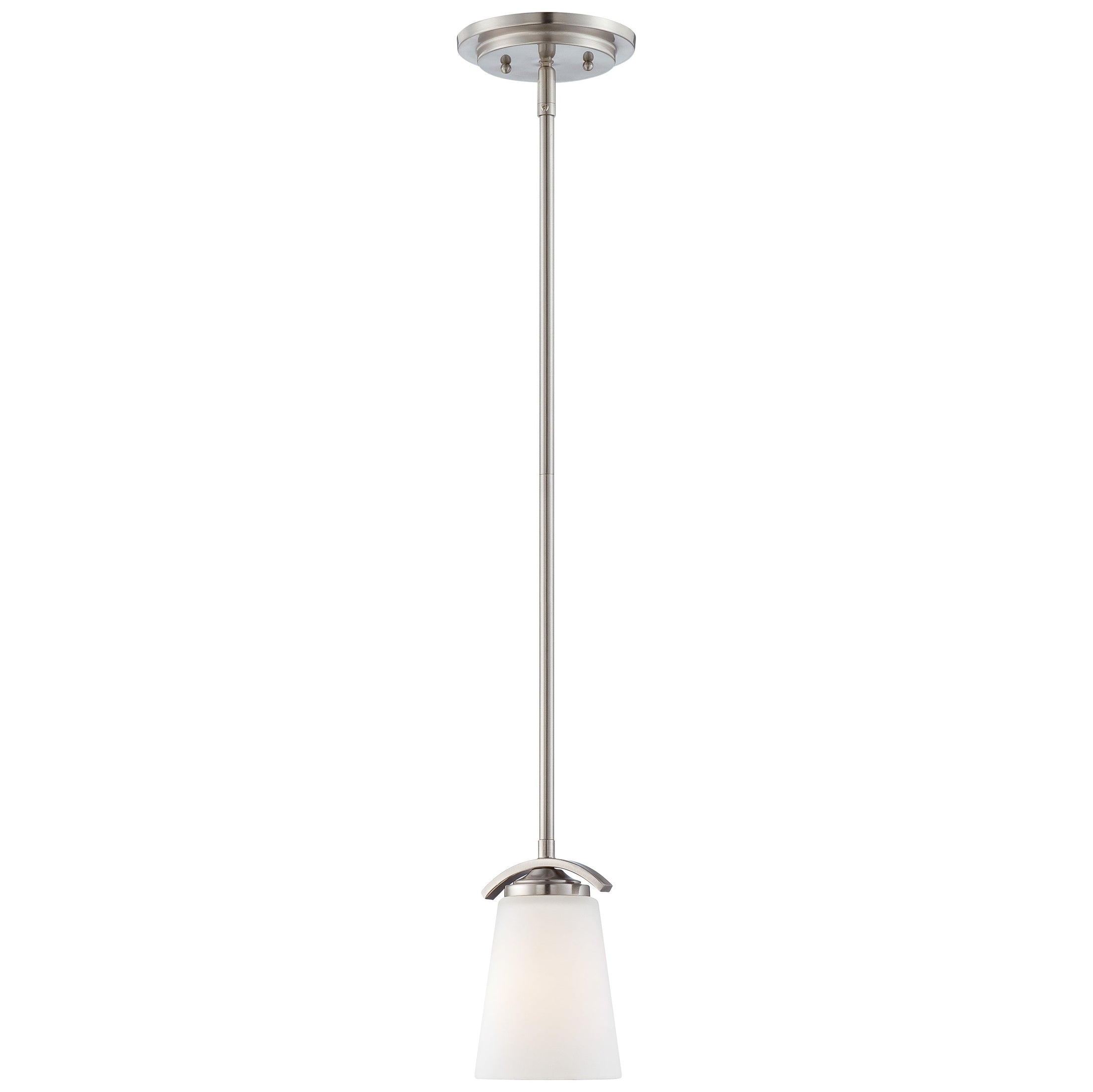 Overland Park 1 Light Mini Pendant in Brushed Nickel Finish with Etched White Glass - Minka-Lavery