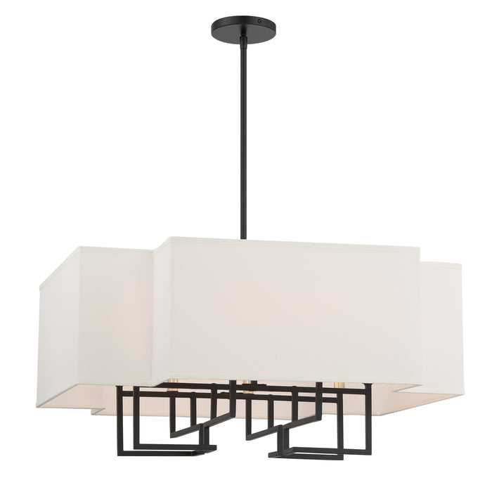 Upham Estates 8 Light Pendant in Coal and Polished Nickel Finish with White Line Shade - Minka-Lavery