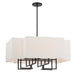 Upham Estates 8 Light Pendant in Coal and Polished Nickel Finish with White Line Shade - Minka-Lavery