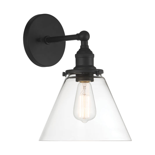 Barwell 1 Light Wall Sconce in Coal Black with Clear Glass - Minka-Lavery