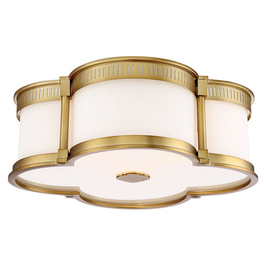 Flush Mount LED 16-1/4" Flush Mount in Liberty Gold Finish and Etched White Glass - Minka-Lavery