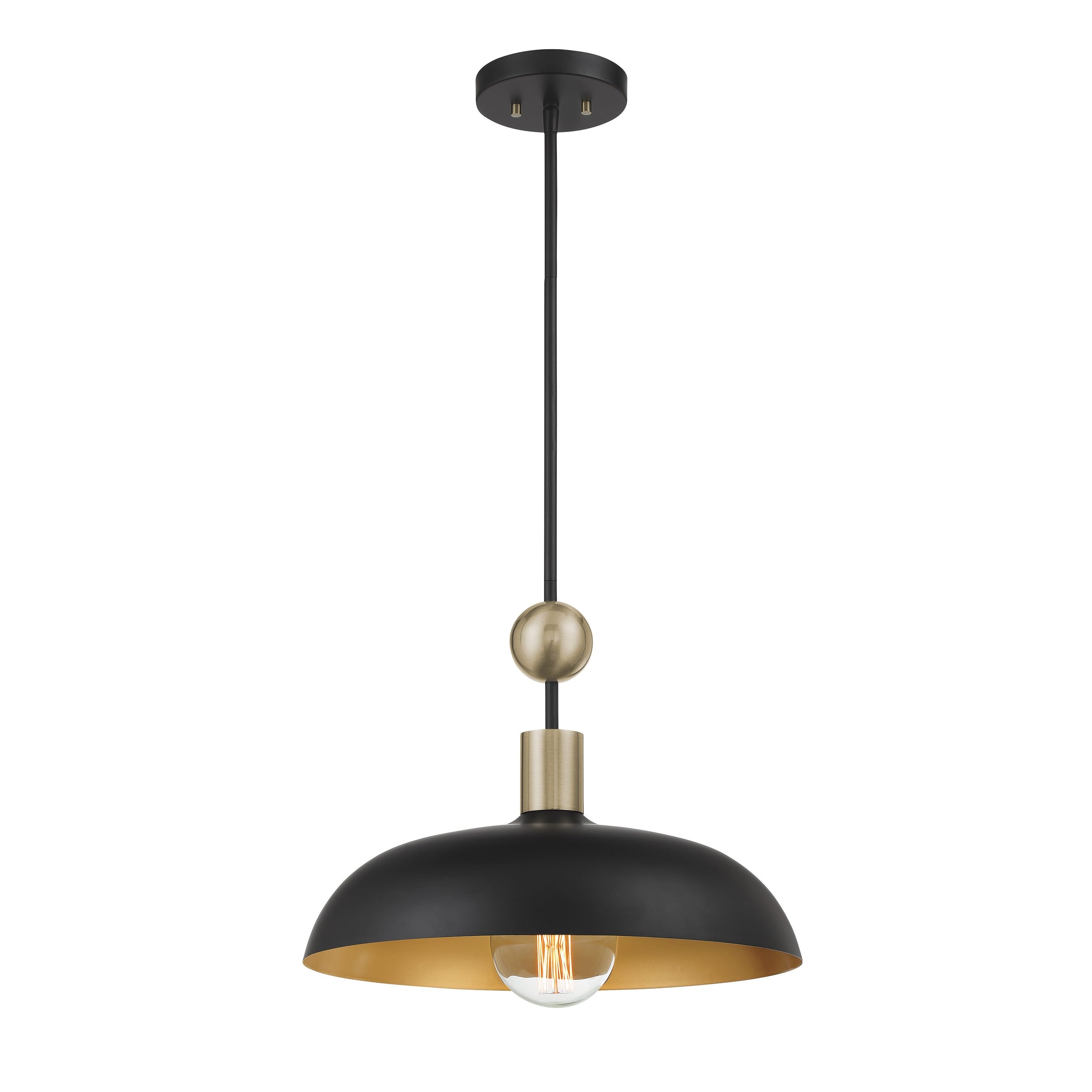 BILOXI 17.75" 1 Light Pendant in Coal and Weathered Antique Brass Finish and a Steel Shade - Minka-Lavery