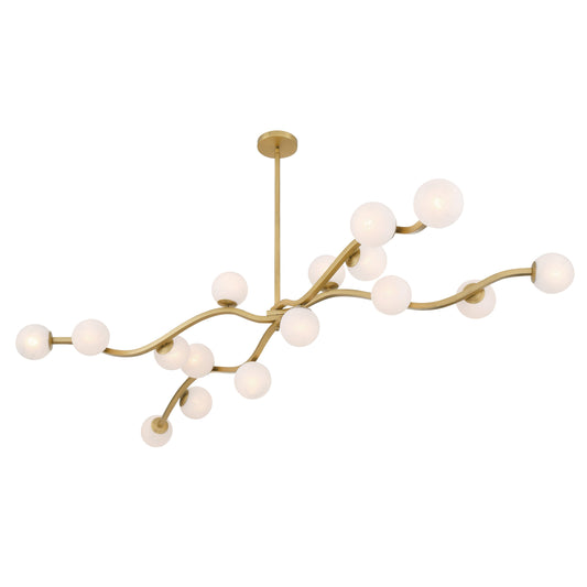 Curven 16-Light Chandelier - Legacy Brass with Etched Alabaster Glass - Minka-Lavery