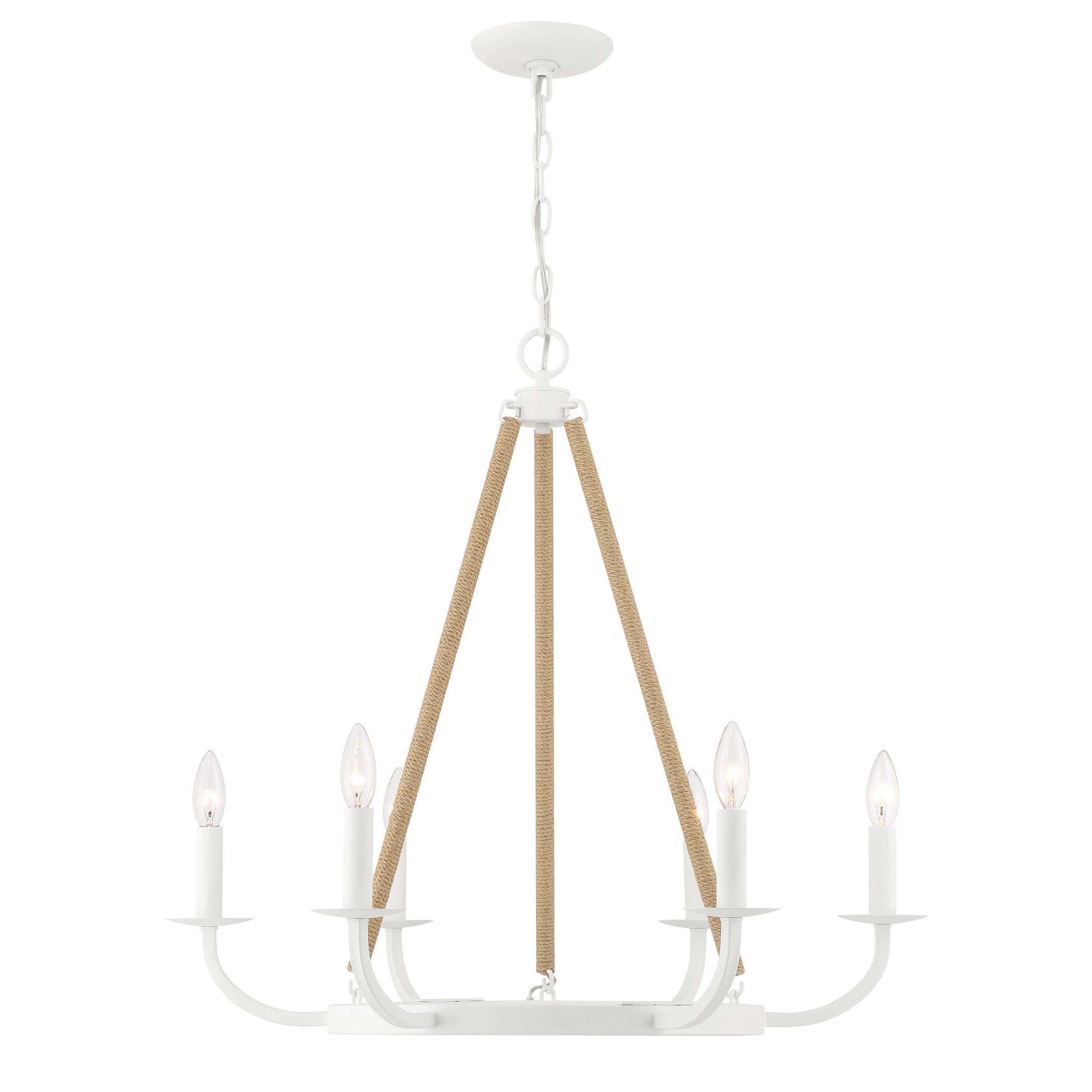 LANTON 6 Light Chandelier in Sand White Finish - Minka-Lavery