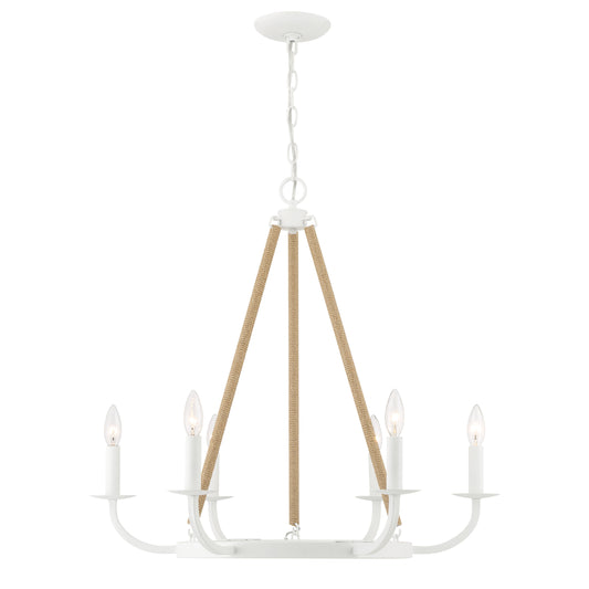 LANTON 6 Light Chandelier in Sand White Finish - Minka-Lavery