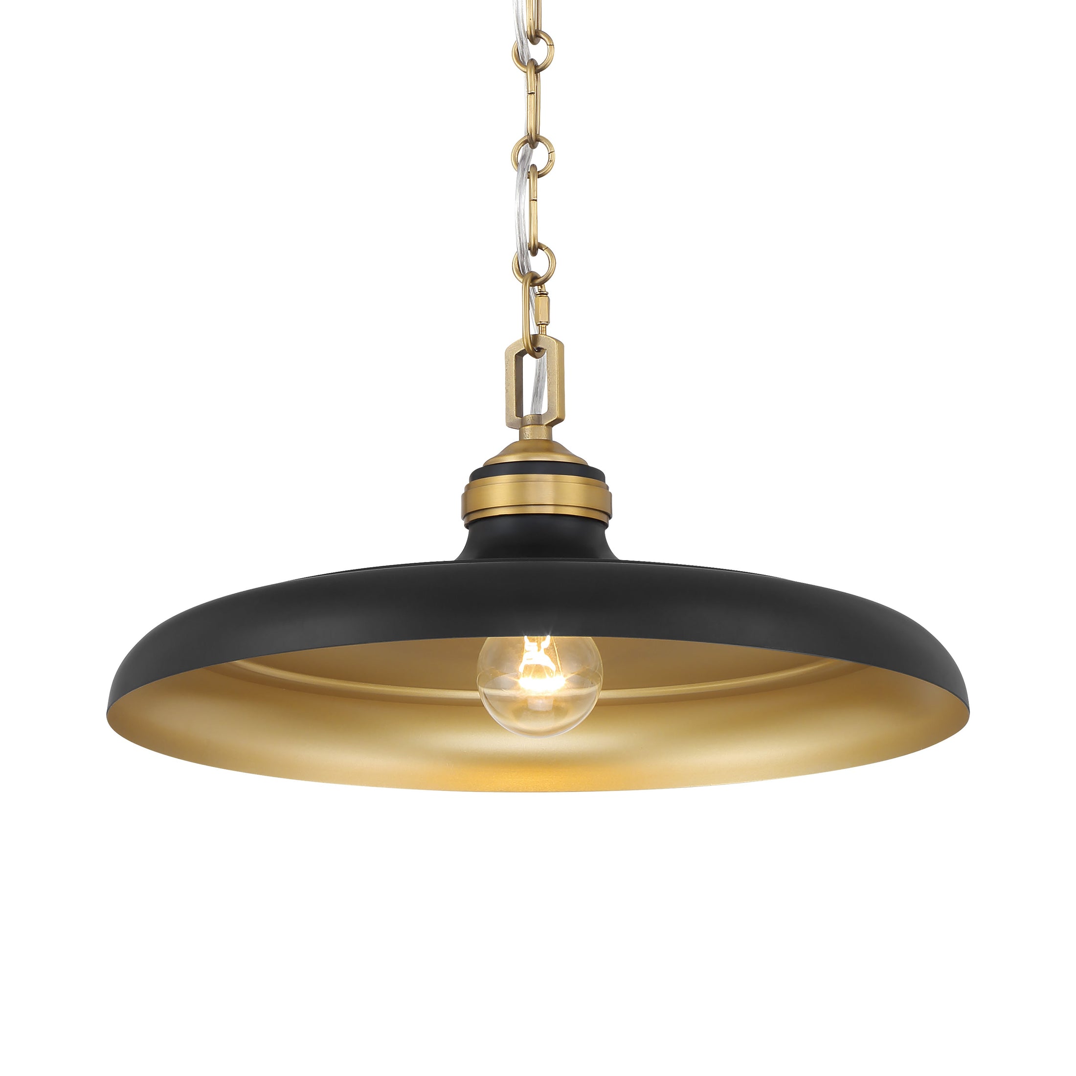Crowne 1-Light Pendant - Dark Matte Black and Legacy Brass - Minka-Lavery