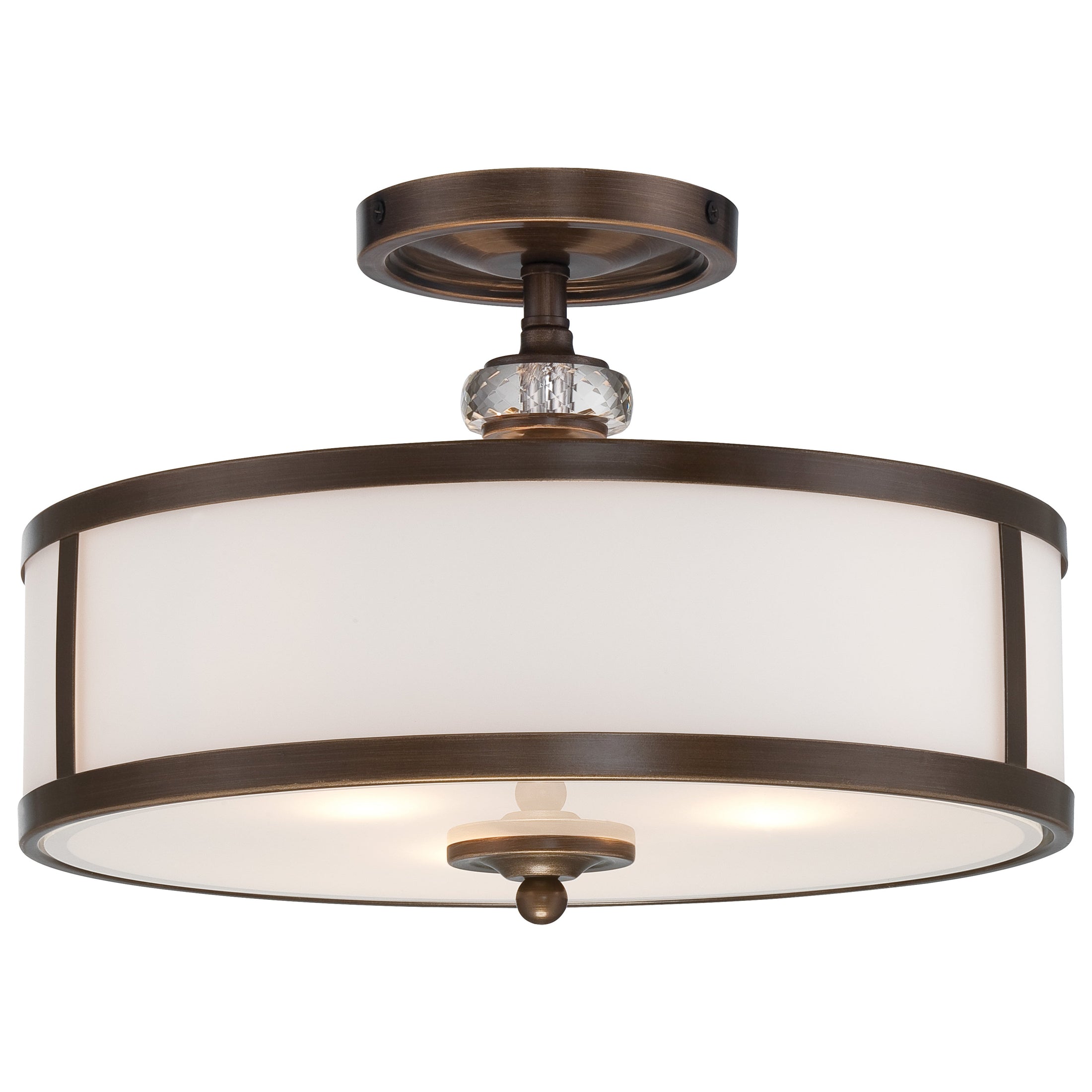 Thorndale 3 Light Semi Flush in Dark Nobel Bronze™ Finish with  Etched White Glass and Clear Accents - Minka-Lavery