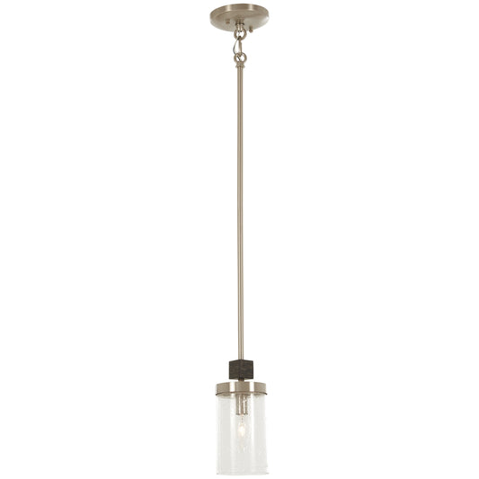 Bridlewood 1 Light Mini Pendant in Stone Grey with Brushed Nickel Finish with Clear Seeded Glass - Minka-Lavery