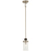 Bridlewood 1 Light Mini Pendant in Stone Grey with Brushed Nickel Finish with Clear Seeded Glass - Minka-Lavery