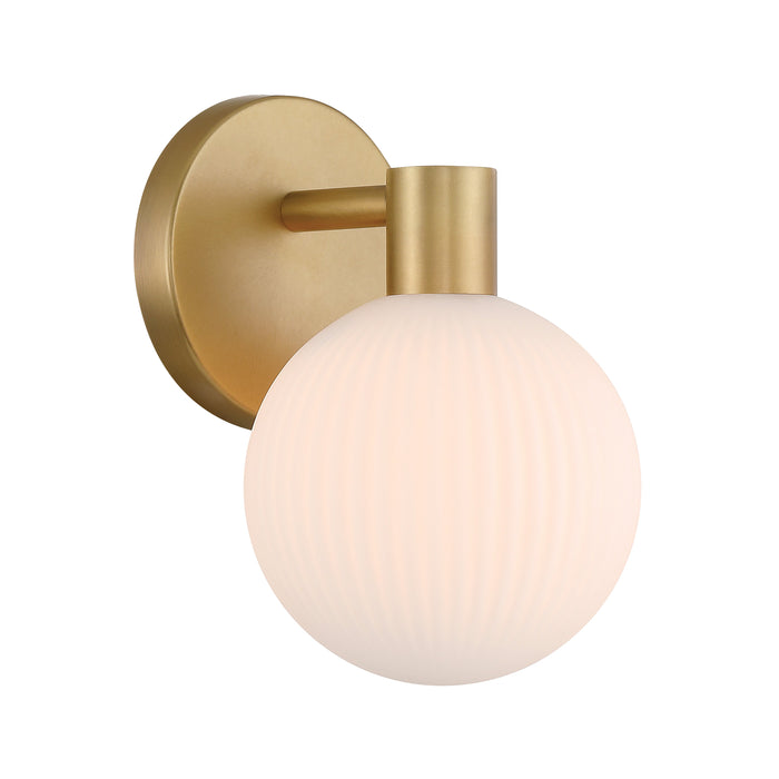 Fenton 1-Light Vanity - Legacy Brass with White Striped Glass - Minka-Lavery