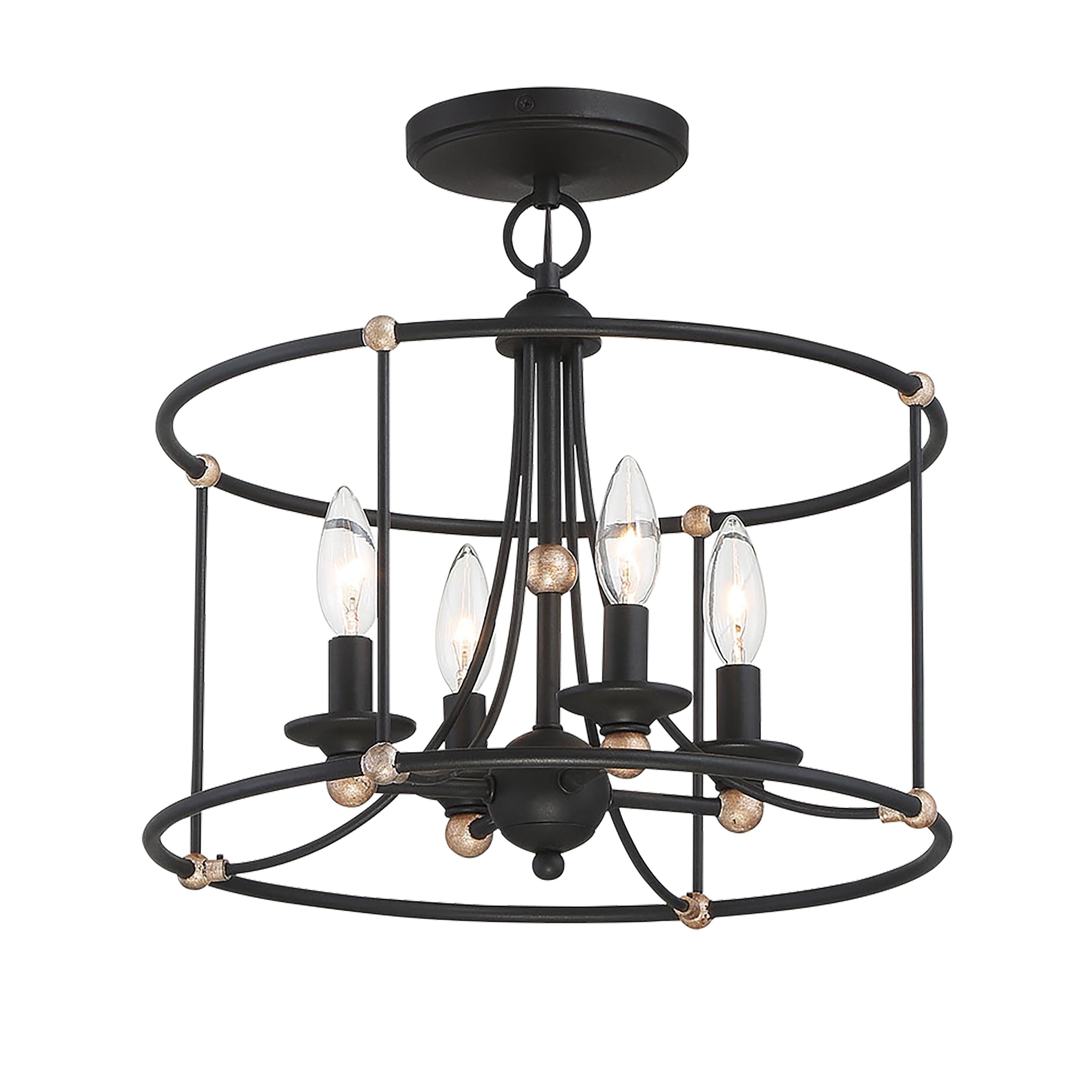 Westchester County 4 Light Semi Flush in Sand Coal with Skyline Gold Leaf - Minka-Lavery