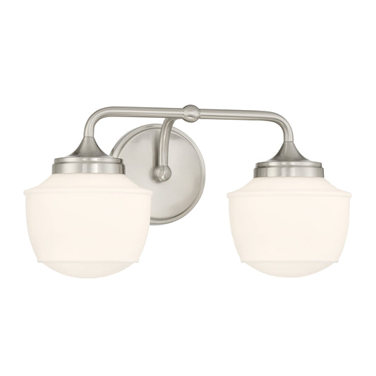 Cornwell 2 Light Bath Vanity in Brushed Nickel, Reversible, with Etched Opal Glass - Minka-Lavery