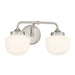 Cornwell 2 Light Bath Vanity in Brushed Nickel, Reversible, with Etched Opal Glass - Minka-Lavery
