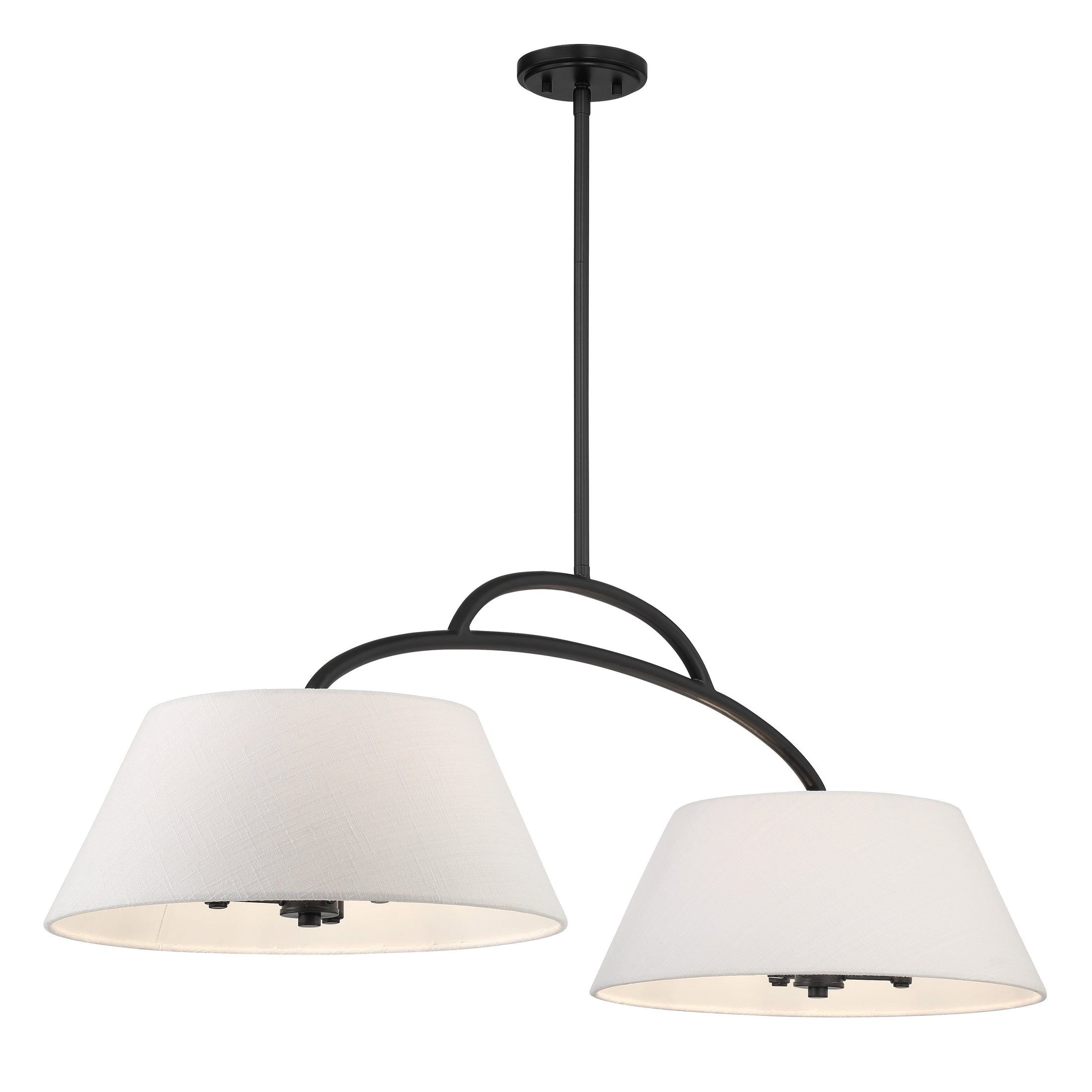 Headington 6 Light Island in Coal Black Finish with White Linen Shade - Minka-Lavery