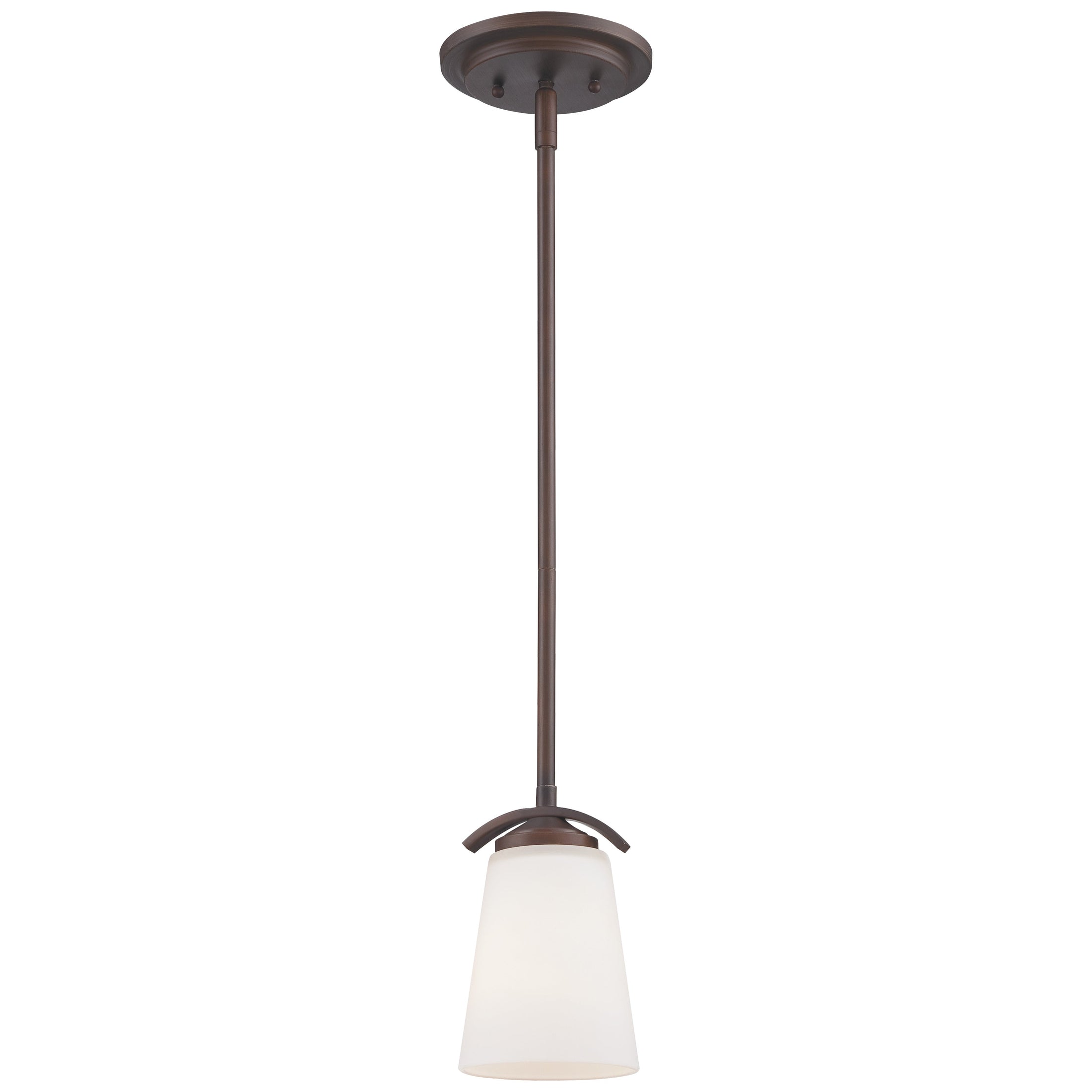 Overland Park 1 Light Pendant in Vintage Bronze Finish with Etched White Glass - Minka-Lavery