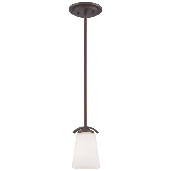 Overland Park 1 Light Pendant in Vintage Bronze Finish with Etched White Glass - Minka-Lavery