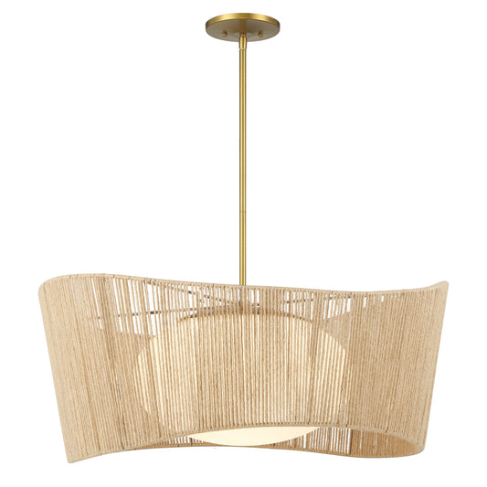 Key Largo 28" 1 Light Pendant in Soft Brass Finish with Etched Opal Glass - Minka-Lavery