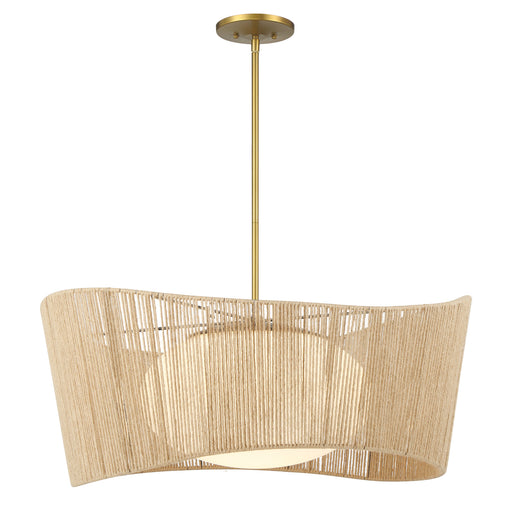 Key Largo 28" 1 Light Pendant in Soft Brass Finish with Etched Opal Glass - Minka-Lavery