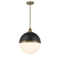 Load image into Gallery viewer, Vorey 1 Light Pendant in Coal and Oxidized Aged Brass Finish with Etched Opal Glass - Minka-Lavery
