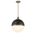 Vorey 1 Light Pendant in Coal and Oxidized Aged Brass Finish with Etched Opal Glass - Minka-Lavery