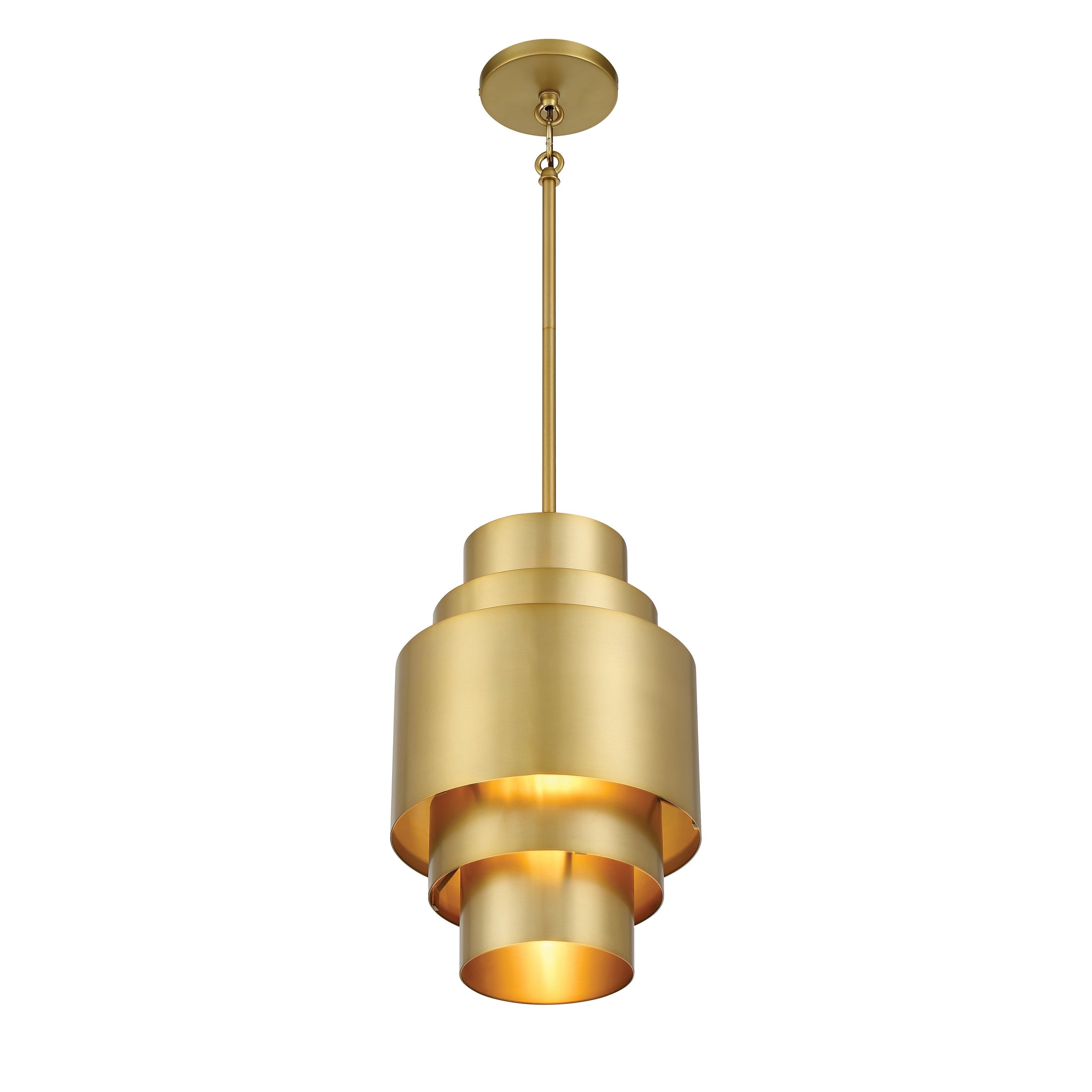 SpyGlass Terrace 1 Light Pendant made out of Steel with a Soft Brass Finish - Minka-Lavery