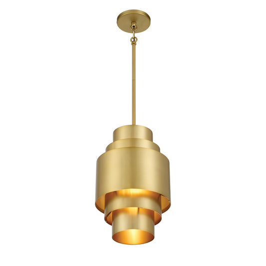 SpyGlass Terrace 1 Light Pendant made out of Steel with a Soft Brass Finish - Minka-Lavery