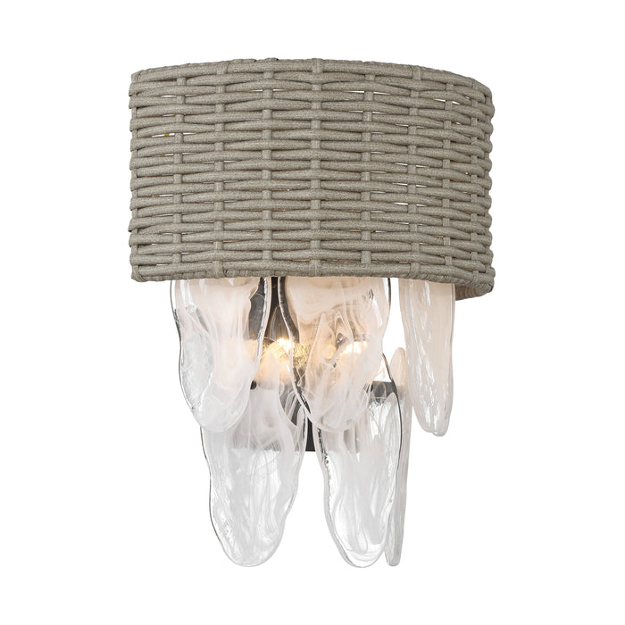 Breakers Isle 4 Light Wall Sconce in Coal Black with PE Rattan Shade and White Swirl Glass - Minka-Lavery