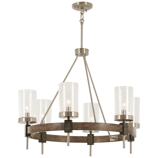 Bridlewood 6 Light Chandelier in Stone Grey with Brushed Nickel with Clear Seeded Glass - Minka-Lavery