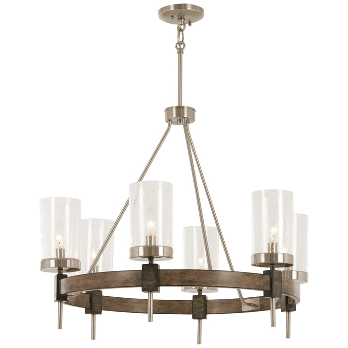 Bridlewood 6 Light Chandelier in Stone Grey with Brushed Nickel with Clear Seeded Glass - Minka-Lavery
