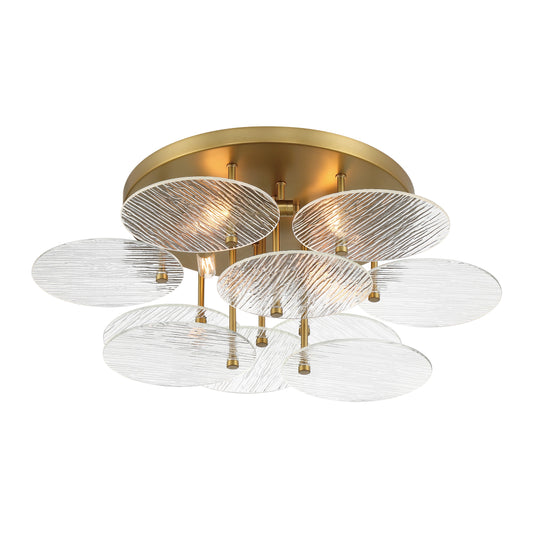 Artze 4 Light Flush Mount in Soft Brass Finish with Clear Water Glass - Minka-Lavery