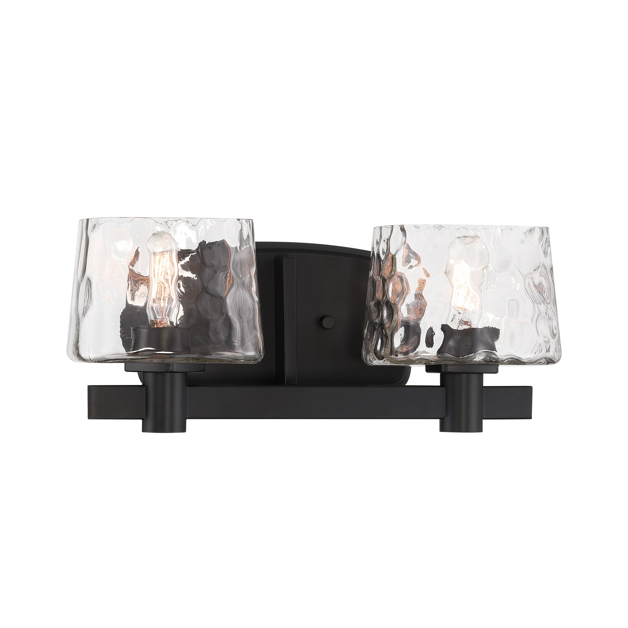 Drysdale Reversible 2 Light Bath Vanity in Coal Black Finish with Clear Hammered Glass - Minka-Lavery