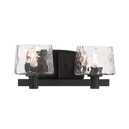 Drysdale Reversible 2 Light Bath Vanity in Coal Black Finish with Clear Hammered Glass - Minka-Lavery