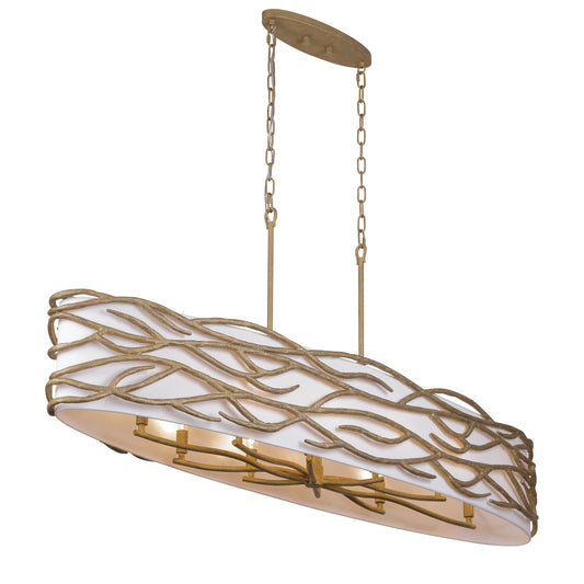 Branch Reality 10 Light Island in Ashen Gold with White Fabric Shade - Minka-Lavery