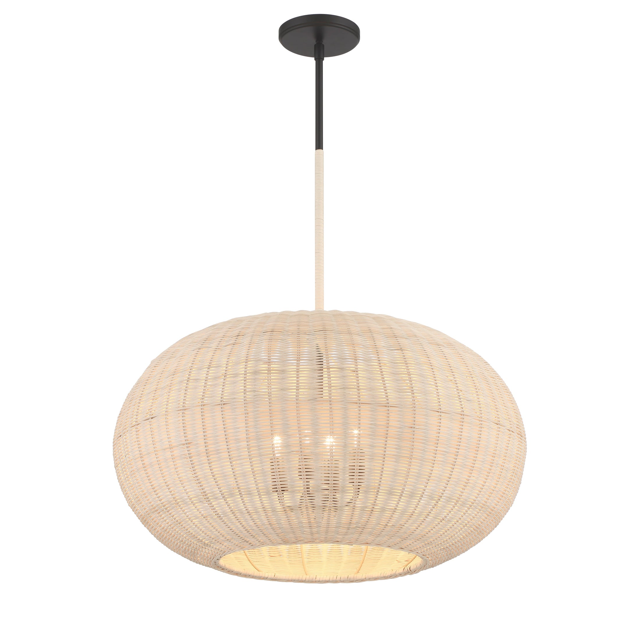 Modjeska 4 Light Pendant in Coal Finish with Natural Rattan Shade - Minka-Lavery