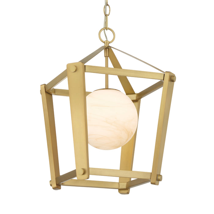 Shimmer 1-Light Pendant - Legacy Brass with Etched Opal Amber Swirl Glass - Minka-Lavery