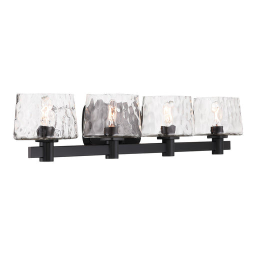 Drysdale Reversible 4 Light Bath Vanity in Coal Black Finish with Clear Hammered Glass - Minka-Lavery