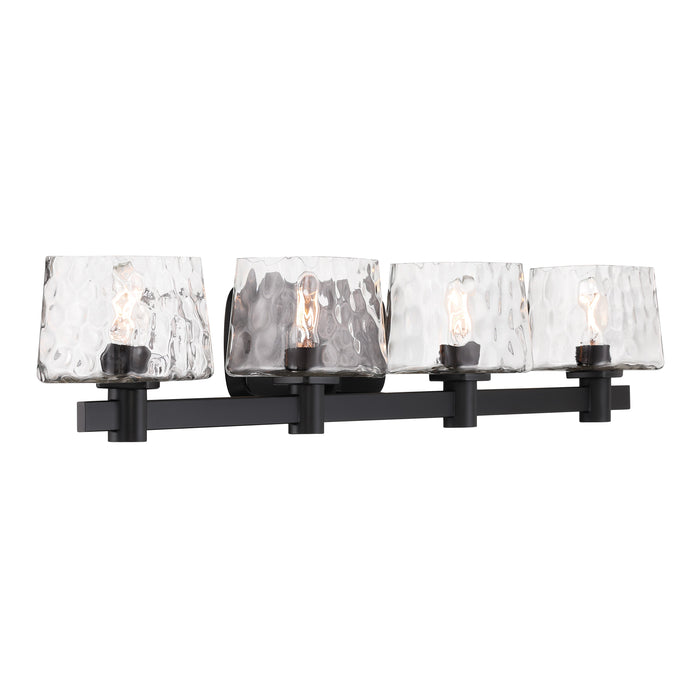 Drysdale Reversible 4 Light Bath Vanity in Coal Black Finish with Clear Hammered Glass - Minka-Lavery