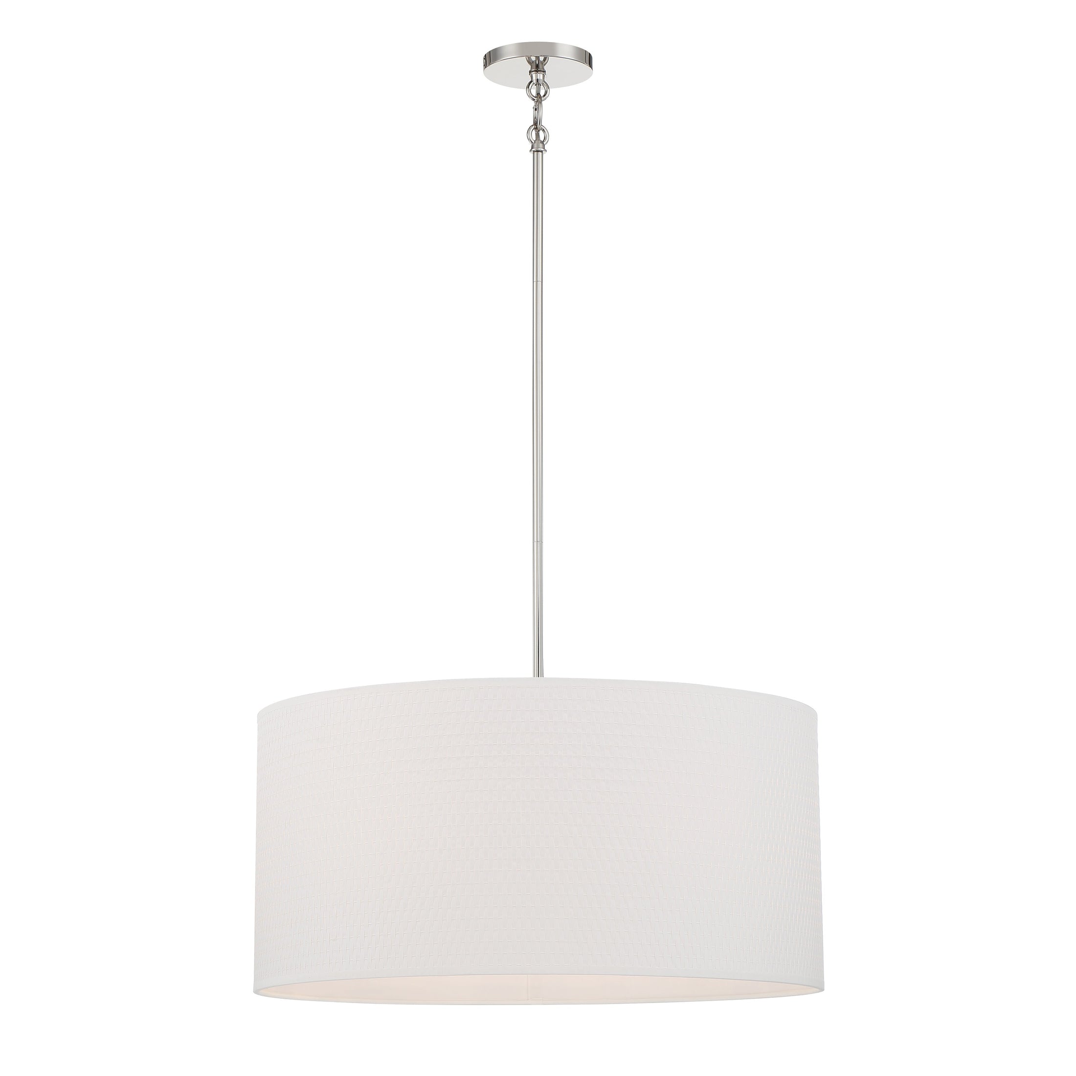 Palmetto 6 Light Pendant in Polished Nickel Finish with Woven Papyrus Shade - Minka-Lavery