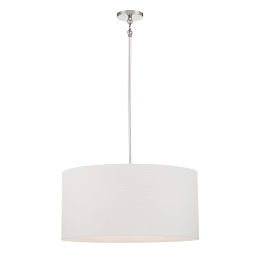 Palmetto 6 Light Pendant in Polished Nickel Finish with Woven Papyrus Shade - Minka-Lavery