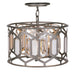 Hexly 3 Light Semi Flush Convertible to Pendant in Bronze and Sultry Silver with Clear Crystal and Alabaster Stone Accents - Minka-Lavery