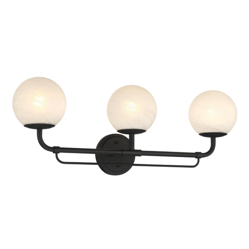 Whitehall 3-Light Vanity - Dark Matte Black with Etched Alabaster Glass - Minka-Lavery