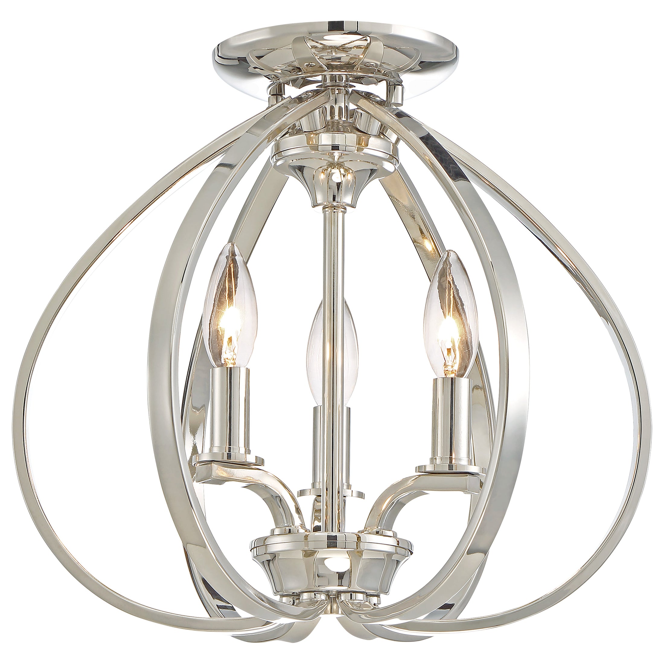 Tilbury 3 Light Semi Flush in Polished Nickel - Minka-Lavery