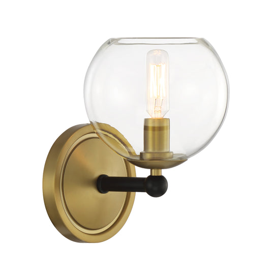 Kearney Park 1 Light Wall Sconce in Coal and Soft Brass Finish with Clear Glass - Minka-Lavery