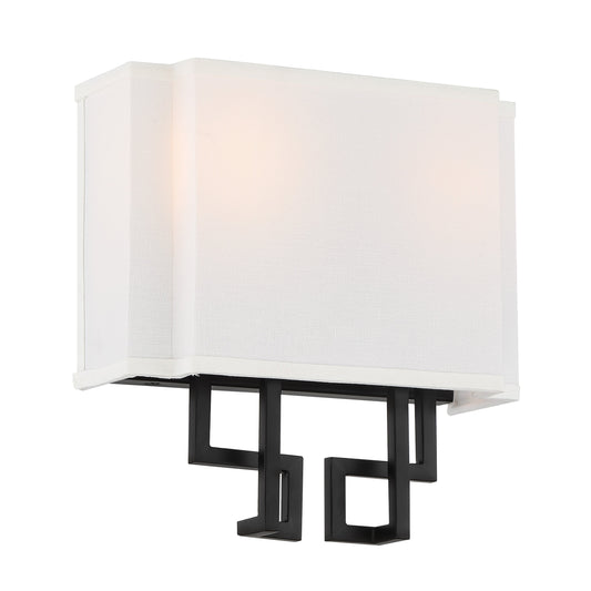 Upham Estates 2 Light Wall Sconce in Coal and Polished Nickel Finish with White Line Shade - Minka-Lavery