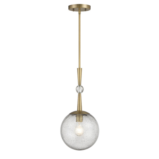 POPULUXE 19" 1 Light Mini Pendant in Oxidized Aged Brass Finish with Clear Volcanic Glass - Minka-Lavery